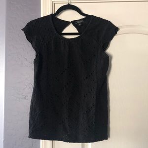 Lucky brand Black blouse eyelet